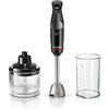 Bosch Frullatore a immersione ErgoMaster Serie 4, 1000 Watt, in acciaio inox, tritatutto, miscelatore, misurino, nero