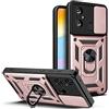 ESTH® Custodia per Xiaomi Redmi 12C/Redmi 11A 4G con Custodia per Fotocamera Scorrevole e Supporto ad Anello [Cover Paraurti Compatibile con Supporto Magnetico per Auto], Oro rosa