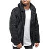 LJFIWY Giacca invernale da uomo in pile con cappuccio, aperta sul davanti, in stile Sherpa, tinta unita, calda felpa, maglione, cappotto, capispalla, taglia 40-50, Nero , S