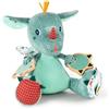 LILLIPUTIENS - Sonaglio attività Joe Il Drago - Peluche interattiva per Neonati con Specchio, sonaglio e Carta Frusciante - Stimola i Sensi, la motricità e l'immaginazione - Giocattolo educativo