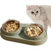 Generic Doppia ciotola per gatti rialzata in acciaio inox, senza fuoriuscite, cattura acqua e cibo, robusta ciotola per animali domestici per gatti e cuccioli, per animali domestici