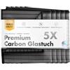 Chemicalworkz® Set di 5 panni in carbonio di alta qualità, per finestrini trasparenti, senza strisce e striature, panni in microfibra di carbonio, 360 GSM, 40 x 40 cm