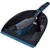 Homéa Paletta e scopino in plastica con setole TPR e spatola Antracite/Blu Pavone