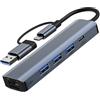 Oblinple Hub USB 3.0 USB C Ethernet 5 in 2, Adattatore USB a Lan RJ45 1000Mbps con 3 Porte USB 3.0 e Tipo C, Multiporta Adapter Cavo Gigabit in Alluminio per Windows XP MAC Linux Chromebook MacBook