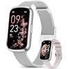 NAIXUES Smartwatch Donna, IP68 Orologio Fitness con 24 Modalità Sport, Ciclo Mestruale, Cardiofrequenzimetro, SpO2, Sonno, Activity Tracker Passi Calorie, Notifiche, Smartband per Android iOS, Argento