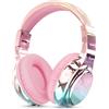 JYPS Cuffie Bluetooth Bambina, Metallico Cuffie Bambini Wireless,Cuffie Bluetooth Over Ear con Microfono per Bambini/Ragazza,Cuffie Senza Fili Pieghevoli Audio Stereo HD per TV/Musica/Scuola (Rosa)