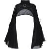 SEAUR Gothic Spitze Shrug da Donna Nero a Maniche Lunghe Bolero Vintage Punk Jaccchetto Cardigan Crop Top per Festa Club Carnevale Halloween, A02, S