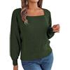 OCCOKO Maglione Pullover Allentato Casual a Maniche Lunghe con Scollo Lavorato a Maglia da Donna Cardigan Lana Gatto (Green-2, M)