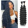 TAOYEMY Deep Wave Capelli Sintetici Sfusi per Trecce 16 Pollici 100g (1 Confezione—2 Ciocche) Extension per Trecce Boho Senza Cuciture, Stile Ricci e Bagnati (1B, 16 inch)