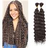 TAOYEMY Deep Wave Capelli Sintetici Sfusi per Trecce 16 Pollici 100g (1 Confezione—2 Ciocche) Extension per Trecce Boho Senza Cuciture, Stile Ricci e Bagnati (4#, 16 inch)