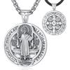 EUDORA Harmony Ball Medaglie di San Benedetto per Donna Uomo Argento Sterling S925, Collane di San Benedetto Ciondolo di San Benedetto per Protezione Regali di Gioielli Cattolici Cristiani, 24+20