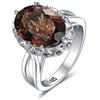 JewelryPalace Anello ovale 5,7 ct da cocktail naturale, al quarzo, in argento Sterling 925, anello in pietra marrone da donna, in argento 925, placcato oro giallo, placcato oro rosa, set di gioielli,