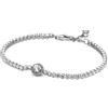 PANDORA Timeless Bracciale tennis halo in argento Sterling con zirconi cubici trasparenti, 18