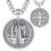 EUDORA Harmony Ball Medaglie di San Benedetto Collana per Donne Uomini Argento Sterling S925, Collane di San Benedetto Medaglia Ciondolo per Protezione Gioielli Cristiani Cattolici Regali, 22+2