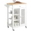 SoBuy Carrello cucina con cassetti Credenza cucina con ruote moderno Mobiletto cucina salvaspazio piano lavoro in legno L67.5*P40*A87 cm bianco FKW46-II-WN