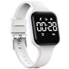 Focwony Orologio digitale per bambini, impermeabile, con contapassi, display a LED, cronometro, per bambini, ragazzi, ragazze, adolescenti, bianco, misura unica, Moderno
