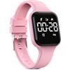 Focwony Orologio digitale per bambini, impermeabile, con contapassi, display a LED, cronometro, per bambini, ragazzi, ragazze, adolescenti, rosa, misura unica, Moderno