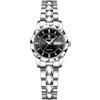 OIDEA Orologio Donna Quarzo Analogico: Orologi con Cinturino Acciaio Calendario Lancette Luminose Impermeabile 30 Metri - Regalo Donna Natale Festa della Mamma Argento-nero 1