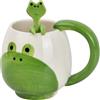 Chstarina Tazza a Forma di Rana, 400ml Tazza da Tè in Ceramica, Tazza da Caffè con Cucchiaino, Tazza Mug Animali, Tazza Colazione, Tazza 3D Animali, Regalo per Donne,Amici, Bambini, Compleanno, Natale
