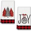 YAXZIM Asciugamani da Cucina da Plaid di Bufalo Nero Rosso,15 x 23 Inch Strofinacci da Cucina per Decorazioni Natalizie, Super Morbidi e Assorbenti,Riutilizzabili