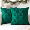 Artscope 2 Pezzi Natalizio Federe in Lana Corta Velluto Copricuscini Morbido Decorativo Fodere per Cuscino Lusso Stile per Divano Camera da Letto Natale Alberi e Neve Verde 60x60 cm