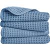 Polyte - asciugamano mani in microfibra anti-pelucchi - ad asciugatura rapida - essuto a nido d'ape - blu - 40 x 76 cm - set 4 pezzi
