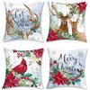 Bonhause Federe Cuscini Natalizi Renna 45x45cm Copricuscini Decorativi Cardinale Fiore Rossi di Stella di Natale Velluto Morbido Federa per Cuscino Divano Letto Casa Decorazione Natalizia Set di 4