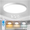 Yafido Plafoniera LED Soffitto con Sensore di Movimento 24W 2400LM,Ø30cm Lampada da Soffitto con Telecomando, 3000K-6000K Plafoniera LED, lP44 Impermeabile Ideale per Cucina, Garage
