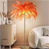 OUFUAMY Lampada da terra con piume per soggiorno con 3 temperature di colore, lampada da terra moderna in piume bianche di struzzo Lampade alte in metallo Lampada da lettura per camera da letto (portalampada