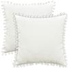 CaliTime Federe per Cuscini Confezione da 2 Fodere per Cuscini in Morbida Ciniglia Morbida Tinta Solida con Pom Pom per Divano Divano Decorazione Domestica 50 cm x 50 cm Crema