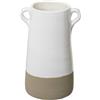 DRW Vaso da tavolo con manici in ceramica in bianco scuro lucido e grigio opaco 13x13x25 cm