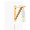 B·LED BARCELONA LED BarcellonaLED - Lampada da parete con cavo, interruttore nordico a squadra, in legno, ciondolo in silicone, colore: bianco, attacco E27 LED