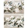DRW Set di 2 quadri tela telaio in legno con fiori con una parte a mano in bianco e verde 80x3x120 cm