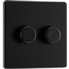 British General BG Electrical - Interruttore dimmer intelligente a doppia parete, 2 vie, piastra frontale senza viti, piastra piatta premium, nero opaco, 200 W, FFB82