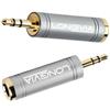 Longivia® 2 Pezzi Adattatore Jack Cuffie in Rame Puro Placcato Oro - Riduttore jack 3.5 a 6.3 - Connettore Jack Stereo Aux Audio da 3,5mm Maschio a 6,35mm Femmina
