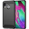 owlhold Cover per Samsung Galaxy A40, Custodia Spazzolata e Fibra di Carbonio Morbido Silicone TPU Slim Fit Case, Antiurto, Antigraffio, Antiscivolo, Protezione Grado Militare, Nero