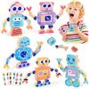 HGRGHH Giocattoli Montessori Building Blocks, Robot Building Blocks Giocattoli con Adesivi per Tatuaggi, Giocattoli Educativi a Blocchi per Bambini, Giocattoli per le Abilità Motorie per 3 4 5 6 Bambini