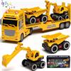 Tacobear Camion Costruzione Giocattolo Bambini grande Camion Veicoli da Cantiere con Escavatore Camion Spazzatura, Camion Trasportatore Macchinine Giocattolo Regalo per Bambini 2 3 4 5 6 anni