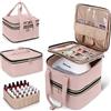 Yarwo Porta da Viaggio Smalti Organizer da viaggio per 72 bottiglie, Rosa | Organizzatore 3 strati per Smalto per Unghie, Accessori per Nail Art con Divisore Flessibile, Smontabile in 2 Borse Separate