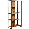 Brigros WeHome - Libreria Alta 5 Ripiani, Stile Industriale, Scaffali In Legno Marrone Vintage E Struttura In Metallo Nero, 94x45x200 cm, Scaffale Portaoggetti, per Soggiorno, Camera da Letto, Ufficio