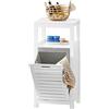 SoBuy Mobiletto portabiancheria per bagno Mobile porta biancheria con cesto Biancheria sporca Bianco 42x30x90cm BZR67-W