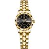 OIDEA Orologio Donna Quarzo Analogico: Orologi con Cinturino Acciaio Calendario Lancette Luminose Impermeabile 30 Metri - Regalo Donna Natale Festa della Mamma Oro-nero
