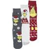 United Labels The Grinch - Calze da ginnastica unisex per uomo e donna, colore rosso/grigio (confezione da 3), rosso/grigio, 40-45
