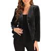 Allegra K Blazer in Velluto da Donna a Maniche Lunghe con Spalline Tasche 3 Bottoni Giacche Casual in Velluto Nero XS