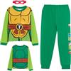 Teenage Mutant Ninja Turtles - Pigiami per ragazzi con maschera reversibile TMNT per travestirsi, con Leonardo e Raffaello, idea regalo, Verde, 9-10 Years