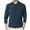 Hgvcfcv Polo da uomo autunnale a maniche lunghe in misto lana con risvolto, maglione casual, Nero , M