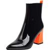 Generic Stivaletti da donna alla moda, casual, a punta, alla caviglia, in pelle verniciata, con cerniera, alla moda, con tacco, stivali da festa, stivali in pelle, eleganti stivali da donna, Nero , 39 EU