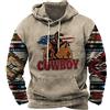 EVOHOUSE Felpa con Cappuccio da Uomo Western Ethnic 3D Print Felpe Casual a Maniche Lunghe Pullover Giacca Top con Tasca
