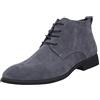 UnoSheng Stivali corti da uomo, stivaletti da uomo in pelle scamosciata con tacco, con cinghie, invernali, per attività all'aria aperta, eleganti stivali invernali, grigio., 48 EU