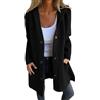 BIISDOST Cardigan lungo da donna, a maglia grossa, oversize, con tasca, cappotto invernale, elegante cardigan, trench, cappotto invernale, con tasche, casual, tinta unita, Nero , 5XL